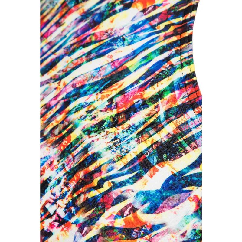 WOMEN'S CROP THINK BIKINI TOP - BLACK MULTI/BLACK