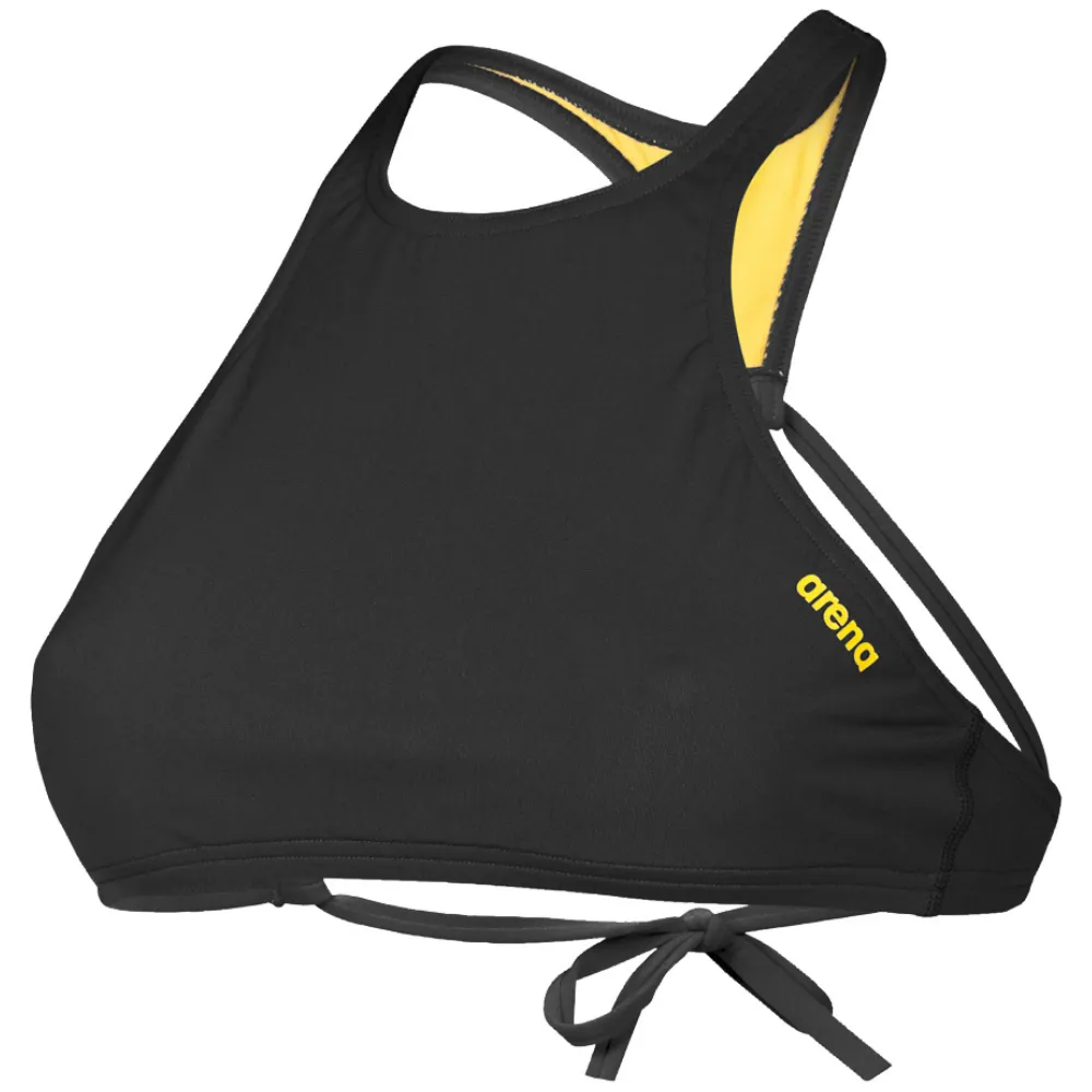 WOMEN'S CROP THINK BIKINI TOP - BLACK/YELLOW STAR