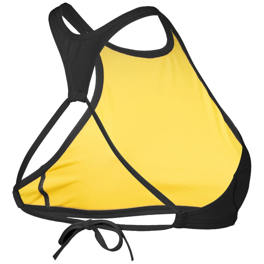 WOMEN'S CROP THINK BIKINI TOP - BLACK/YELLOW STAR