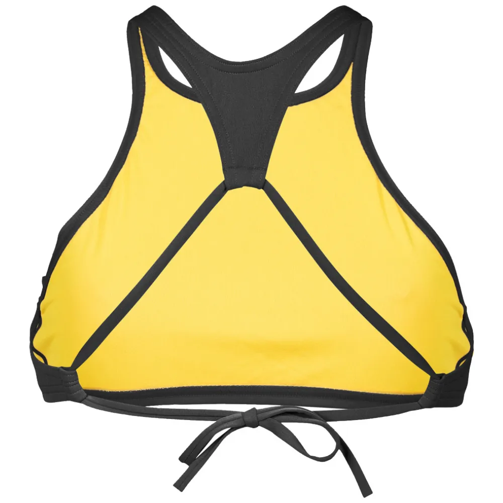 WOMEN'S CROP THINK BIKINI TOP - BLACK/YELLOW STAR