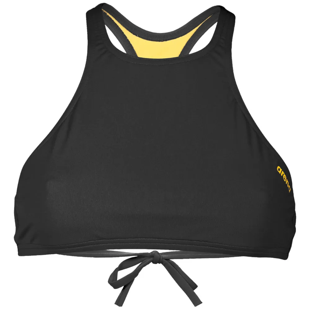 WOMEN'S CROP THINK BIKINI TOP - BLACK/YELLOW STAR