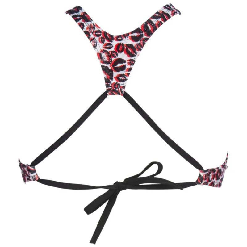 WOMEN'S CROP THINK BIKINI TOP - WHITE MULTI/BLACK