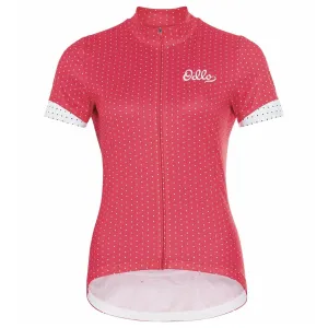 WOMEN'S ESSENTIAL STAND-UP COLLAR S/S FULL ZIP PRINT JERSEY
