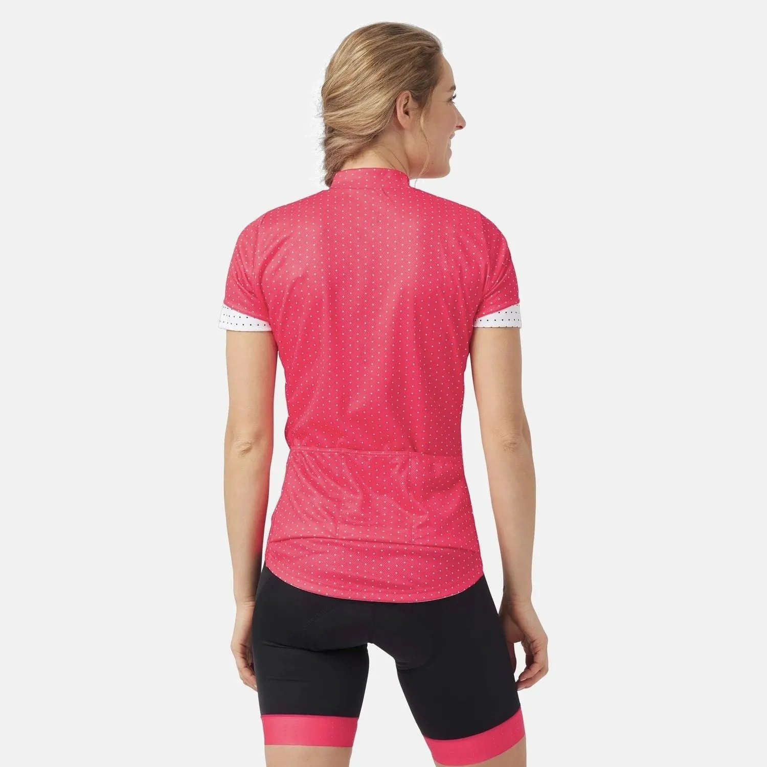 WOMEN'S ESSENTIAL STAND-UP COLLAR S/S FULL ZIP PRINT JERSEY