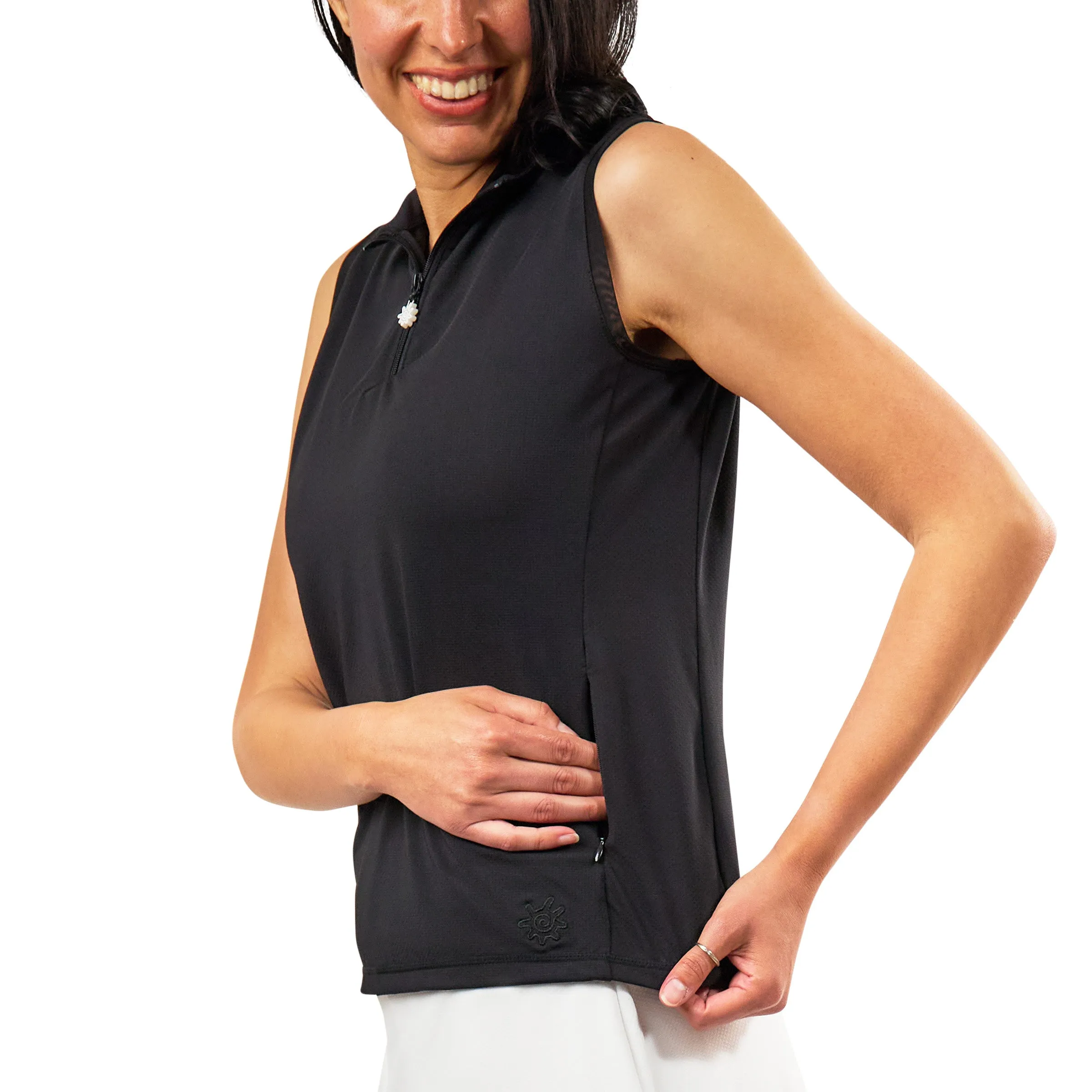 Women's Front Zip Mock Neck Sun Tank
