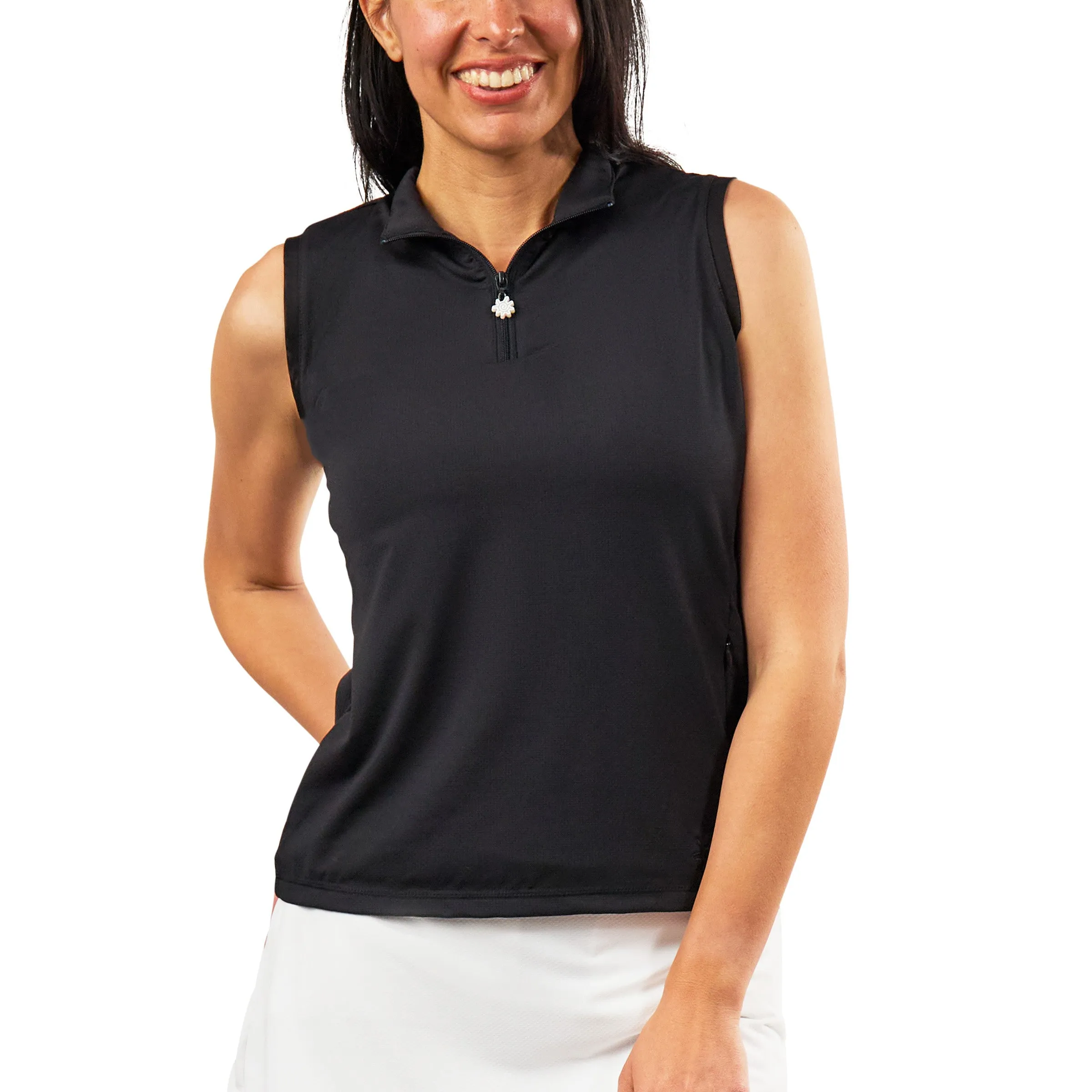 Women's Front Zip Mock Neck Sun Tank