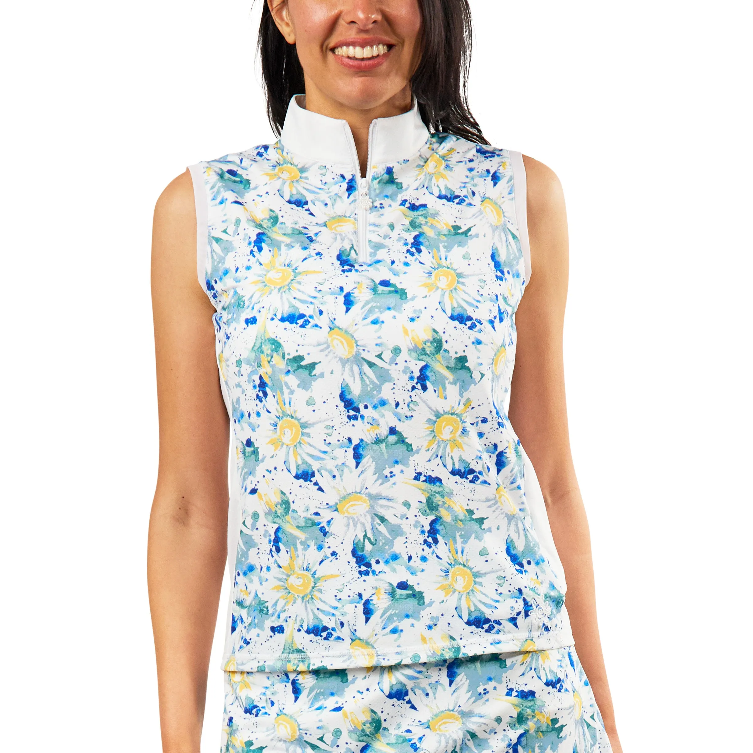 Women's Front Zip Mock Neck Sun Tank