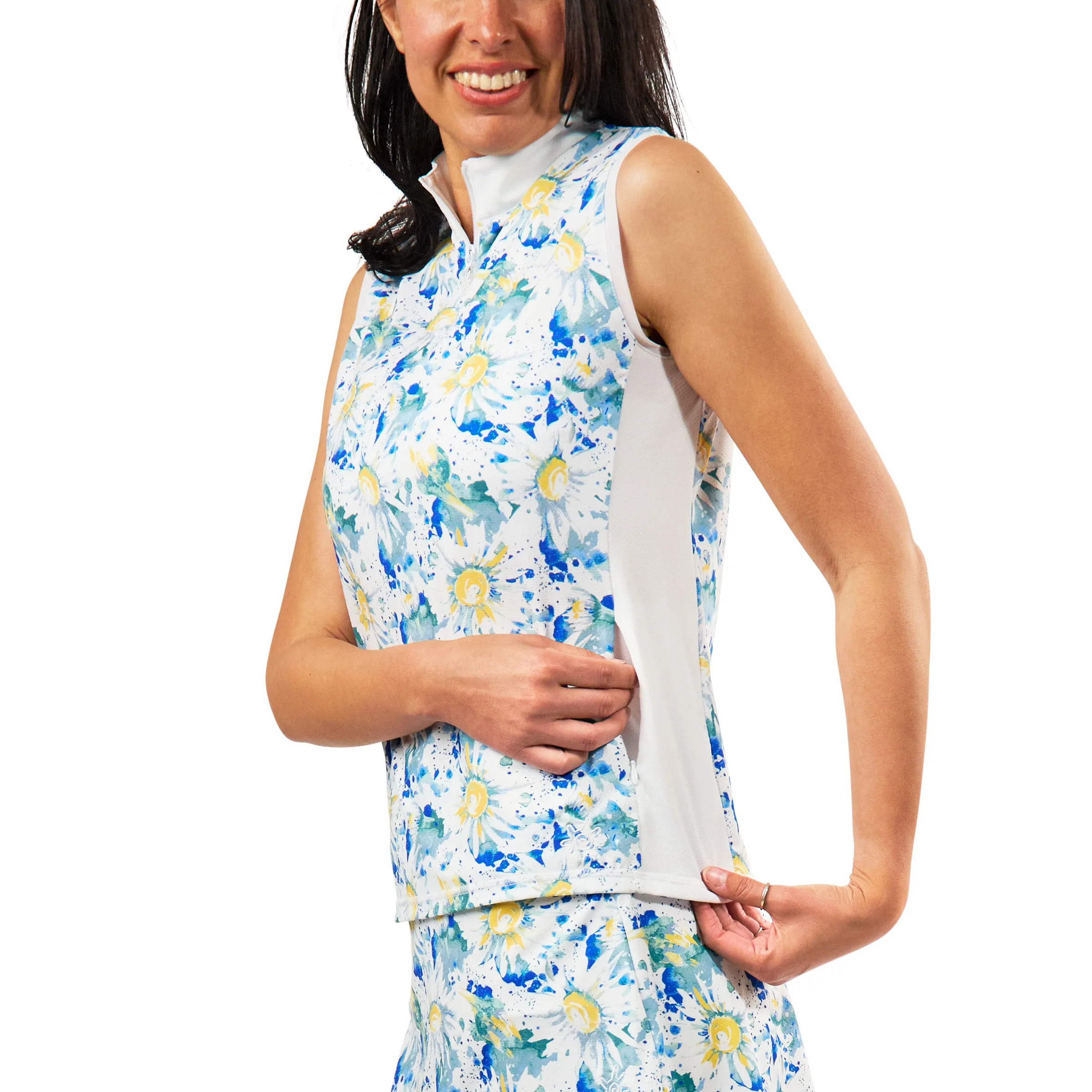 Women's Front Zip Mock Neck Sun Tank