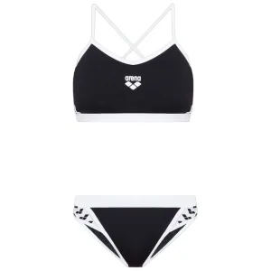 WOMEN'S ICONS TEAM STRIPE BIKINI - BLACK/WHITE