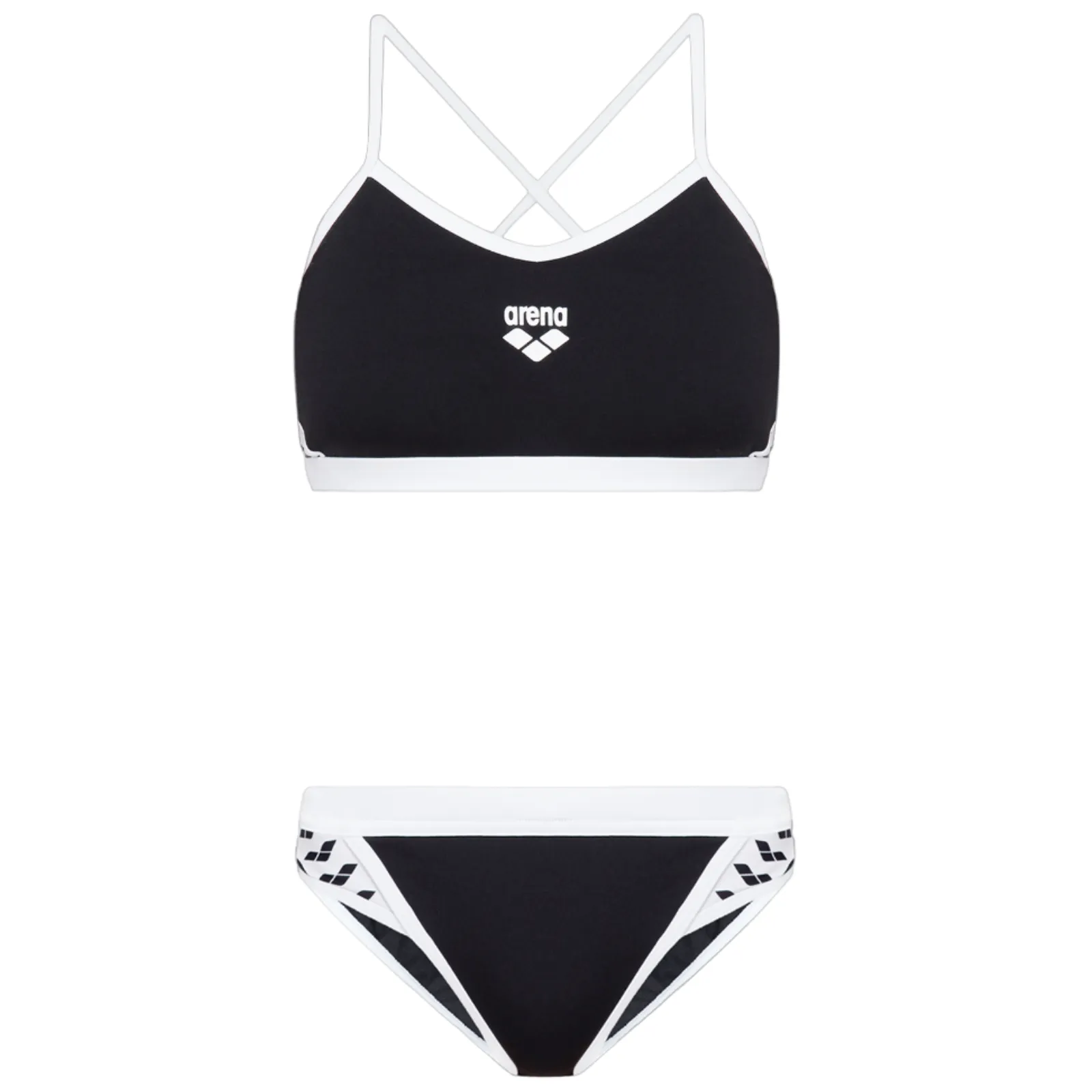 WOMEN'S ICONS TEAM STRIPE BIKINI - BLACK/WHITE
