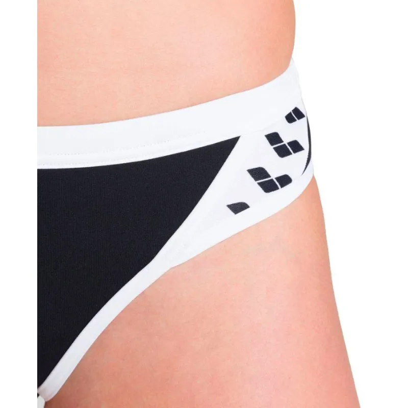 WOMEN'S ICONS TEAM STRIPE BIKINI - BLACK/WHITE