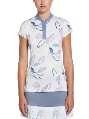 Womens Linear Petals Golf Polo with Hidden Snaps Callaway Apparel