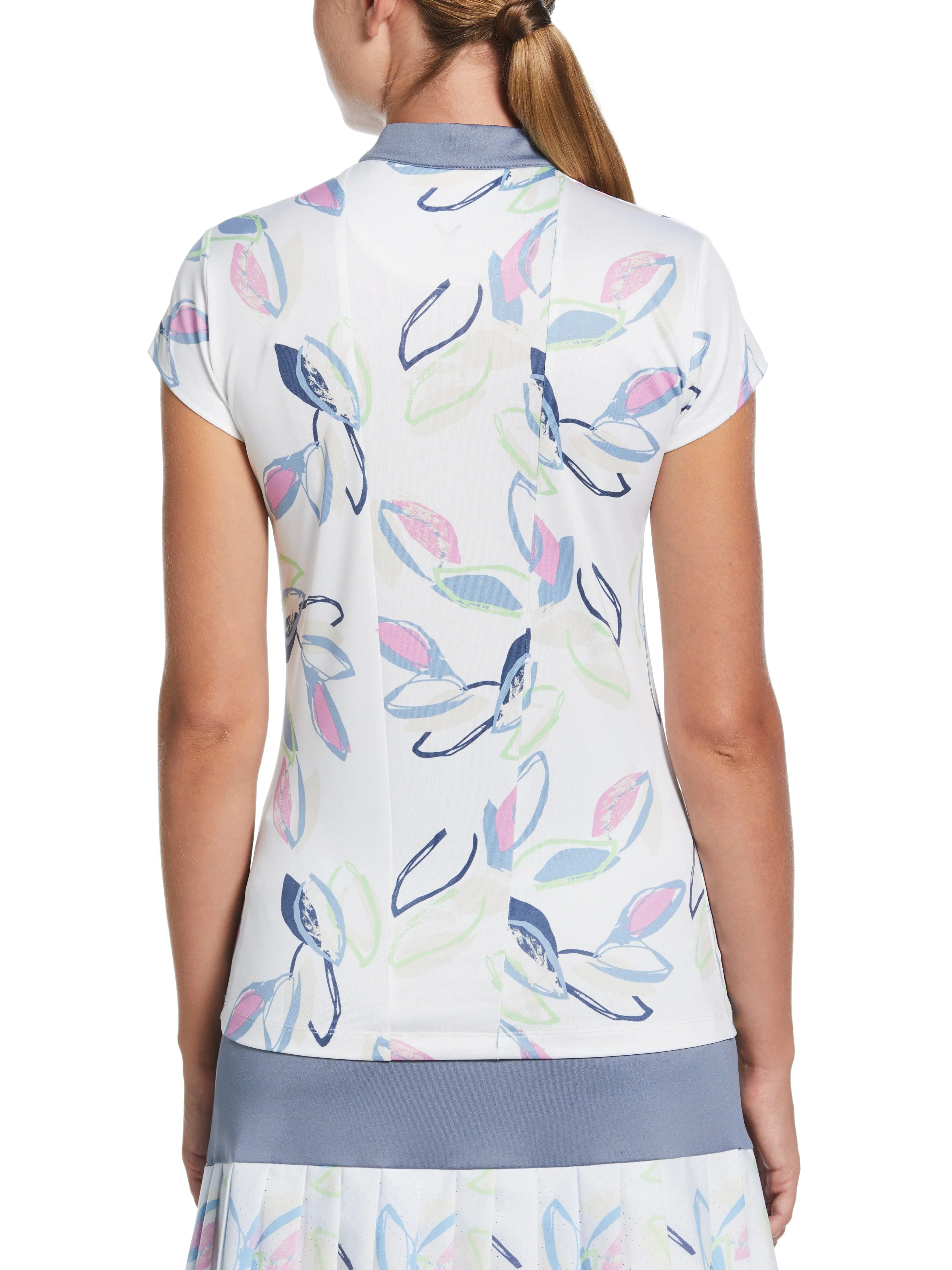 Womens Linear Petals Golf Polo with Hidden Snaps Callaway Apparel