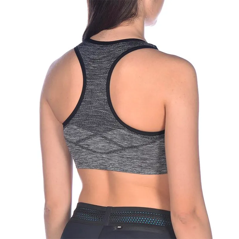 WOMEN'S SEAMLESS BRA TOP - DARK GREY MELANGE