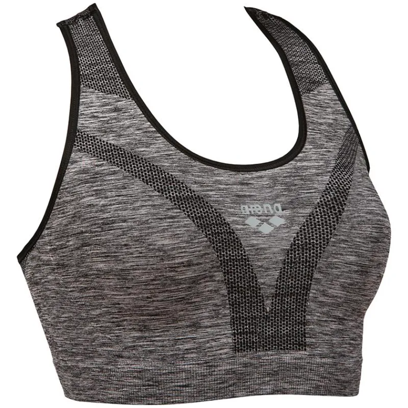 WOMEN'S SEAMLESS BRA TOP - DARK GREY MELANGE