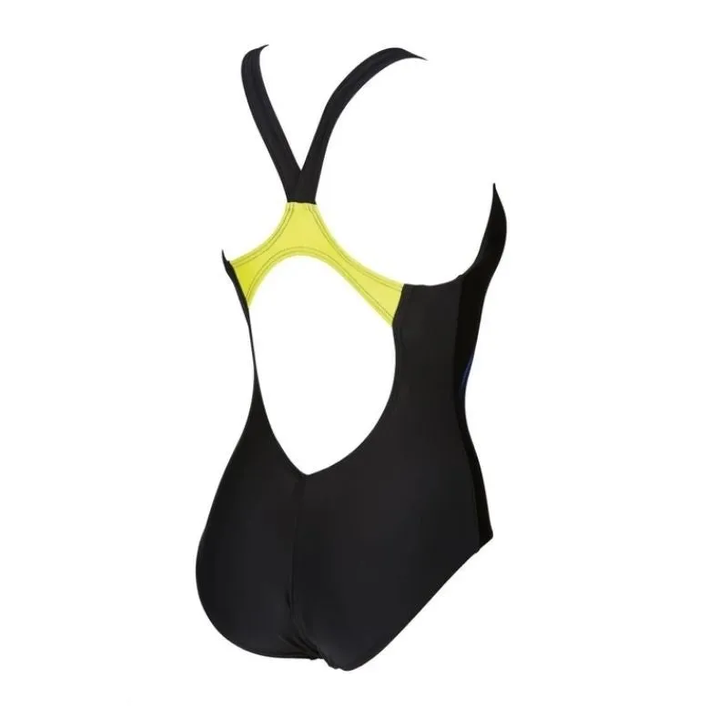 WOMEN'S SHINING V BACK ONE PIECE - BLACK