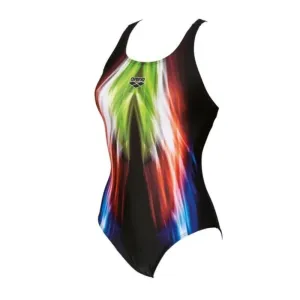 WOMEN'S SHINING V BACK ONE PIECE - BLACK