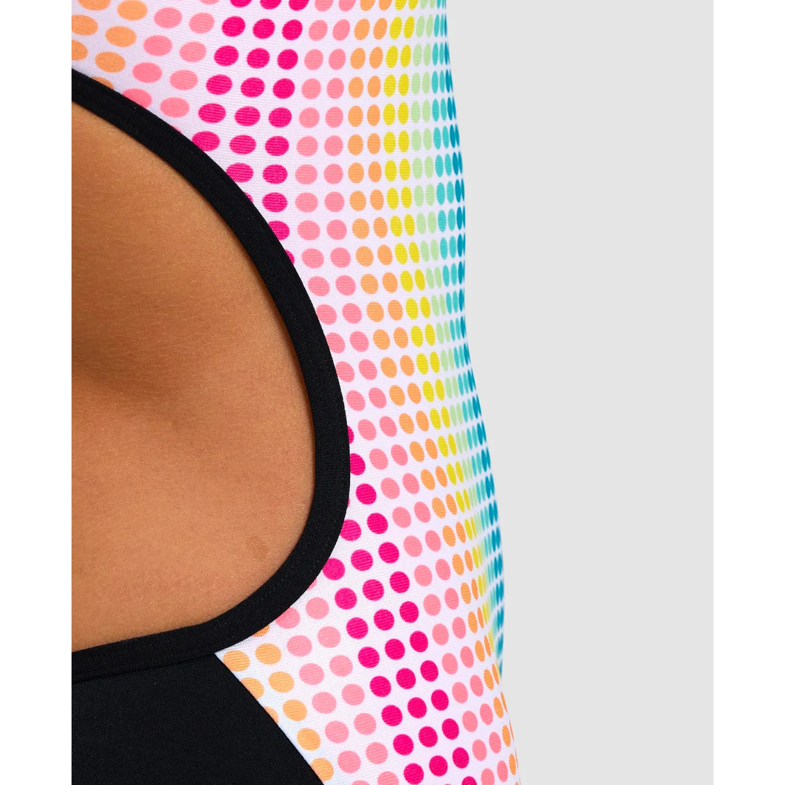 WOMEN'S SWIMSUIT CIRCLE STRIPE LACE BACK - BLACK/MULTICOLOUR
