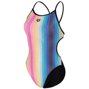 WOMEN'S SWIMSUIT CIRCLE STRIPE LACE BACK - BLACK/MULTICOLOUR