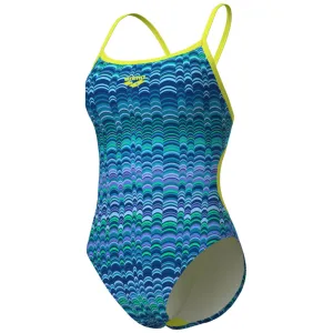 WOMEN'S SWIMSUIT ONDULATION LACE BACK - MULTI NAVY/SOFT GREEN