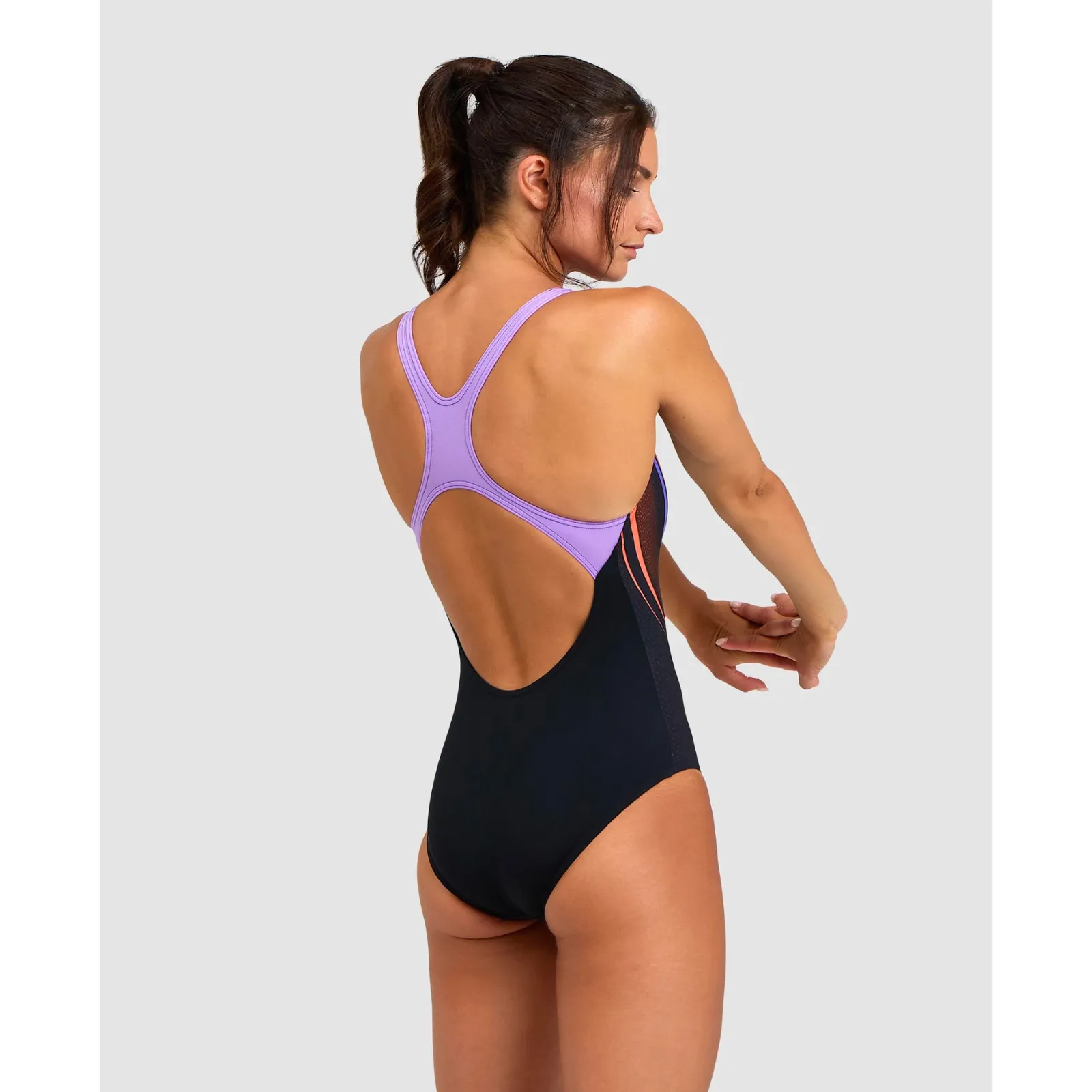 WOMEN'S SWIMSUIT SPIKES PRO BACK - BLACK/LAVANDA