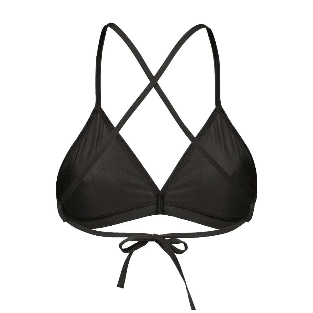 WOMEN'S TEAM SWIM TOP TIE BACK SOLID - BLACK/WHITE