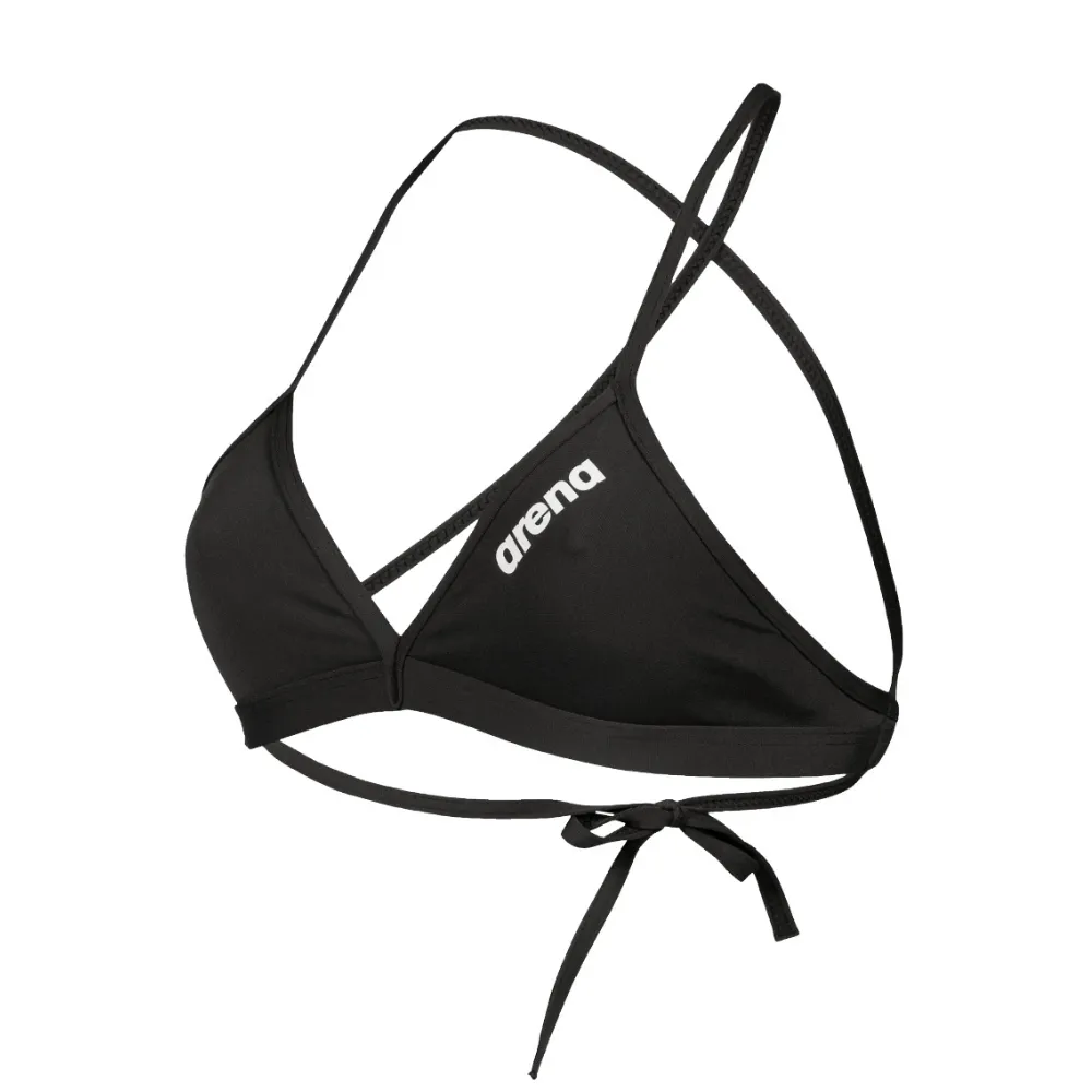 WOMEN'S TEAM SWIM TOP TIE BACK SOLID - BLACK/WHITE
