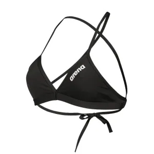 WOMEN'S TEAM SWIM TOP TIE BACK SOLID - BLACK/WHITE