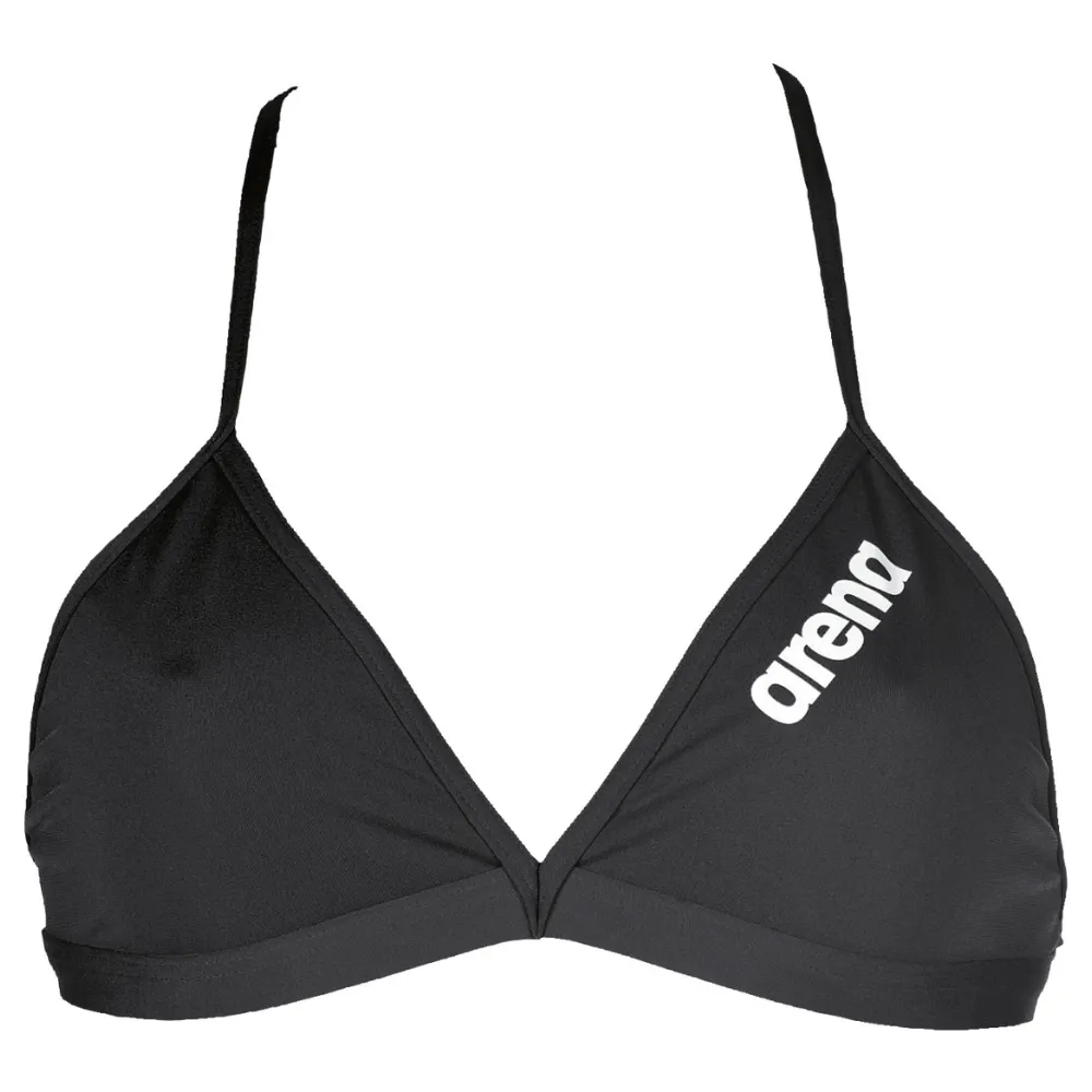 WOMEN'S TEAM SWIM TOP TIE BACK SOLID - BLACK/WHITE