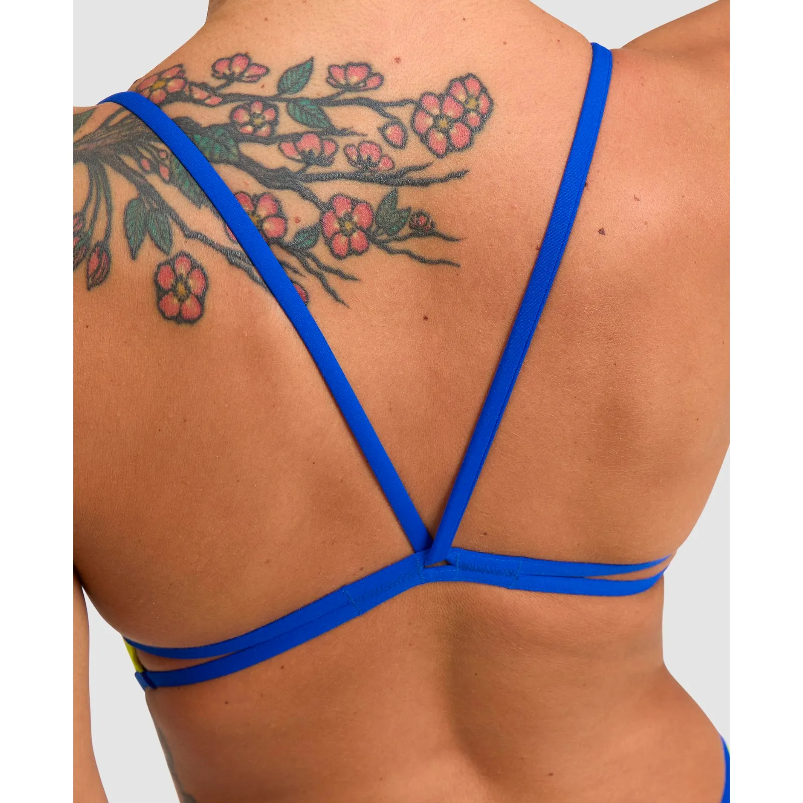 WOMEN'S TEAM SWIMSUIT LACE BACK SOLID - SOFT GREEN/NEON BLUE