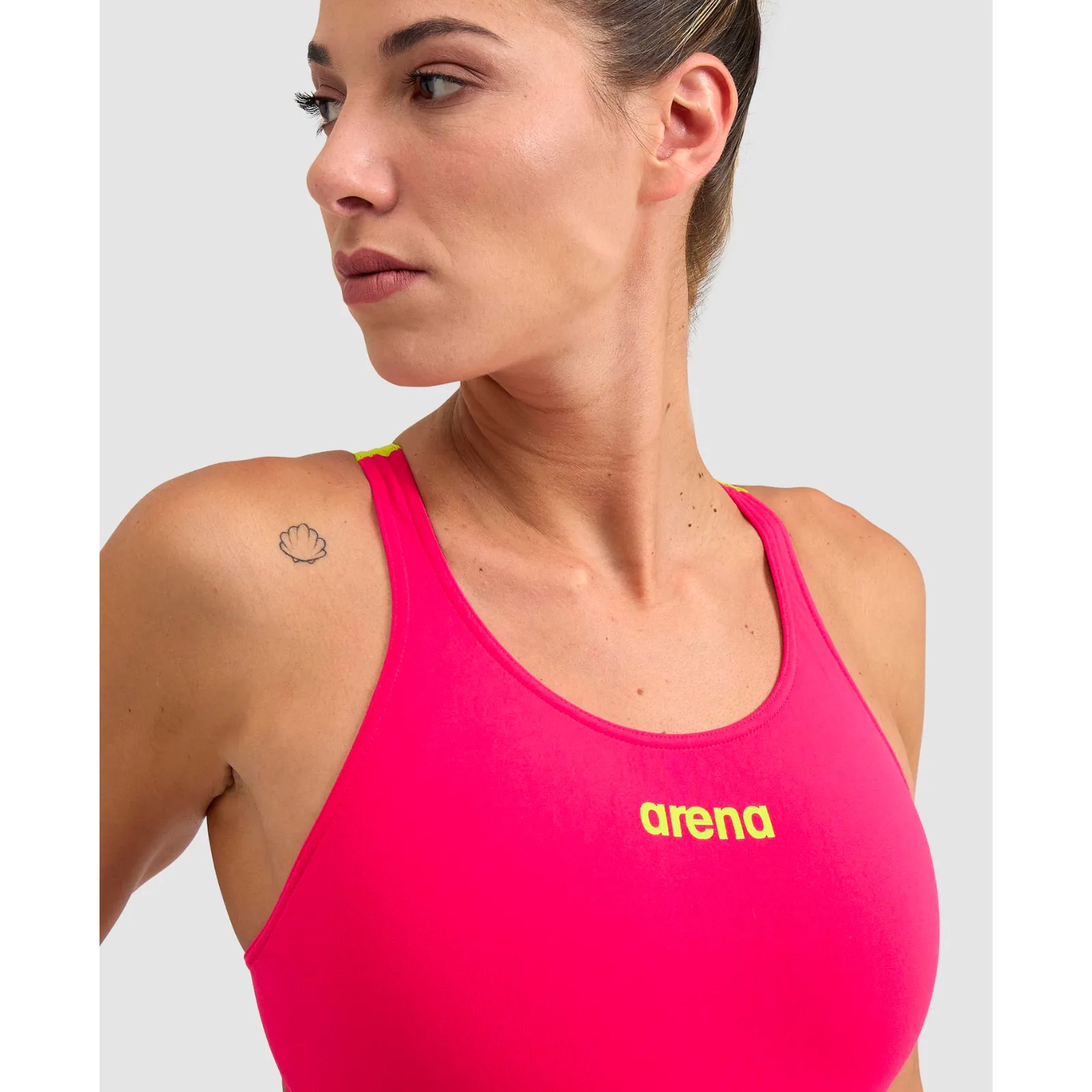 WOMEN'S TEAM SWIMSUIT SWIM TECH SOLID - FREAK ROSE/SOFT GREEN