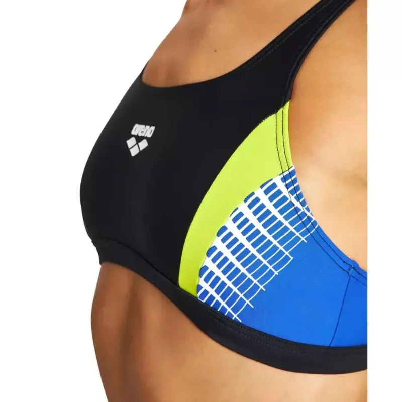 WOMEN'S THREEFOLD PRINT BIKINI - BLACK/NEON BLUE/SOFT GREEN
