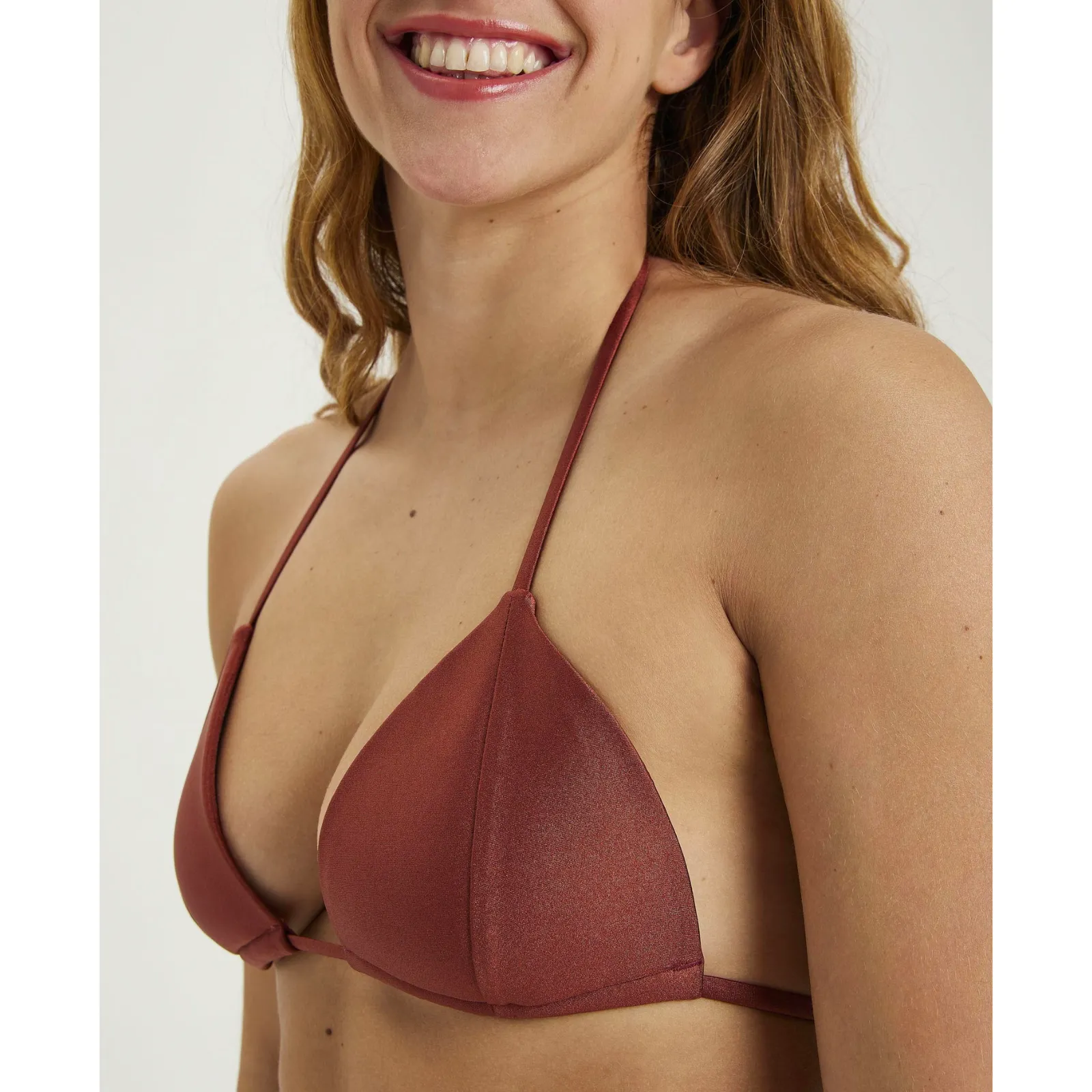 WOMEN'S TRIANGLE BIKINI SOLID - BURNT