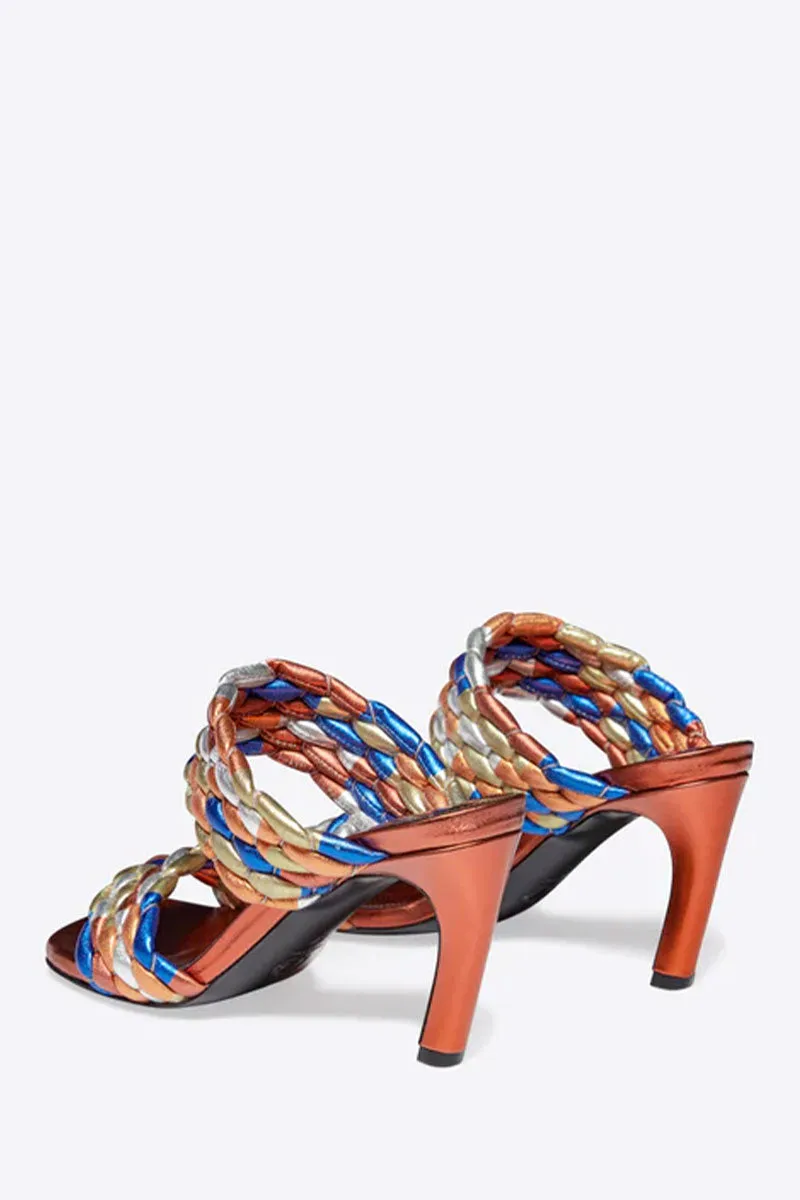 Woven Metallic Mules