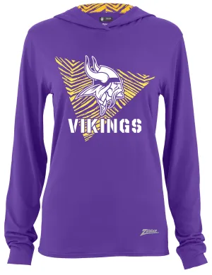 Zubaz NFL Women's Light Weight Team Color Hoodie 2 Tone Zebra Liner, Retro 3 Point Logo, Minnesota Vikings